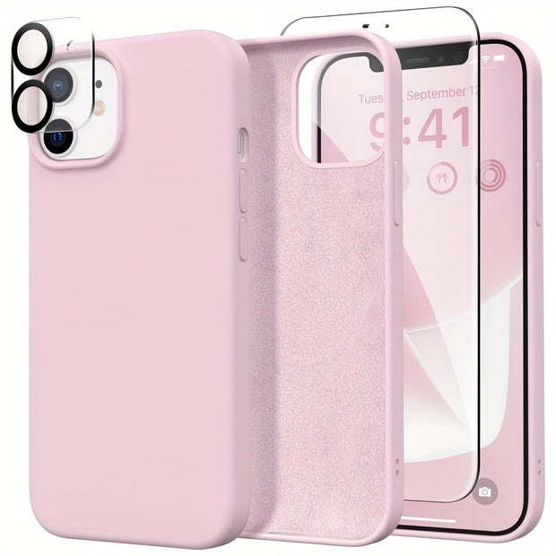 UltraGuard iPhone Case - Durable Silicone with High-Definition Screen Protector, Advanced Camera Lens Protector, Microfiber Lining, Shockproof, and Protective Cover - Compatible with iPhone 14, 14 Pro, 14 Plus, 14 Pro Max, 15