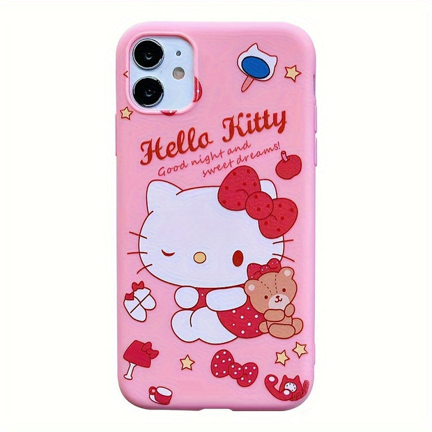 Ultra-Thin Silicone iPhone Case - Shock-Absorbing, Water-Resistant, Dust-Proof, and Drop-Tested for iPhone 13, 14, 15 - Includes Lanyard, Stand, and Bear Hug for Extra Protection, Cute Design