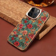 Denior Glamorous Electroplated iPhone Case - Full Coverage, Wooden Charm, Blossoming Flower Design - Universally Stylish for Him & Her