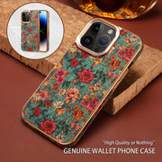 Denior Glamorous Electroplated iPhone Case - Full Coverage, Wooden Charm, Blossoming Flower Design - Universally Stylish for Him & Her