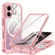 Suitable for iPhone 16 Pro Max Case/16 PRO/16 Plus/16 phone case, with built-in 9H tempered glass screen protector and camera lens protector, providing comprehensive protection for the phone and high protection against drops,