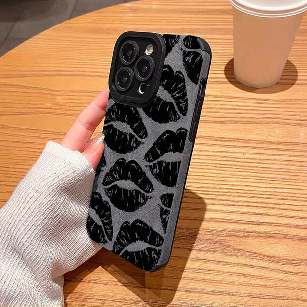 Elegant Lip Print iPhone Case - Slim, Shockproof & Lens Protective - Suits Various Models