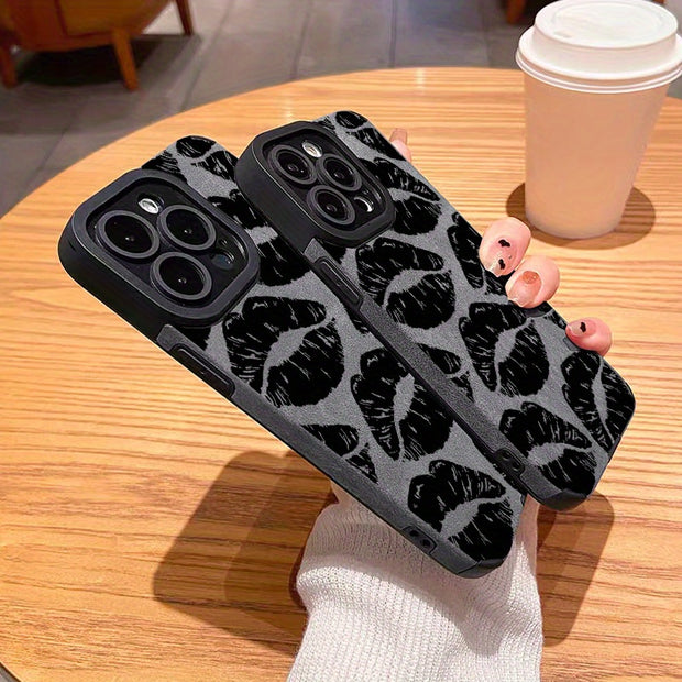 Elegant Lip Print iPhone Case - Slim, Shockproof & Lens Protective - Suits Various Models