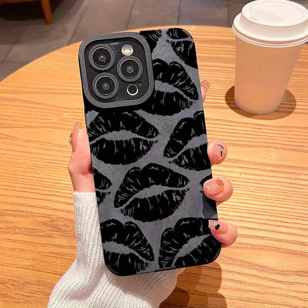 Elegant Lip Print iPhone Case - Slim, Shockproof & Lens Protective - Suits Various Models