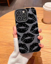 Elegant Lip Print iPhone Case - Slim, Shockproof & Lens Protective - Suits Various Models