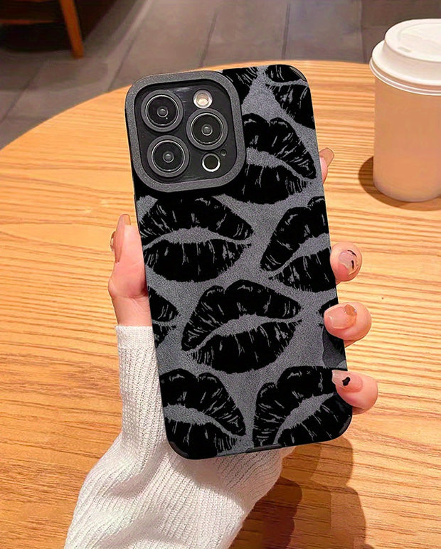 Elegant Lip Print iPhone Case - Slim, Shockproof & Lens Protective - Suits Various Models