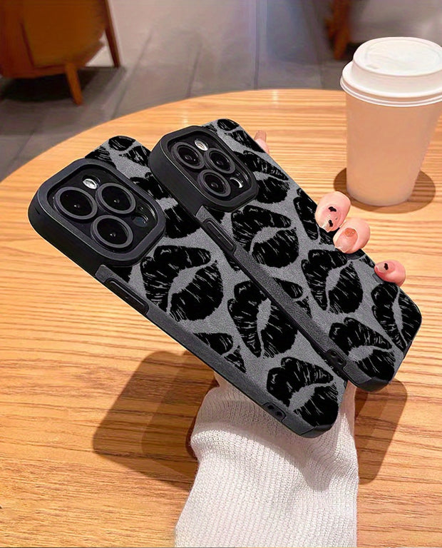 Elegant Lip Print iPhone Case - Slim, Shockproof & Lens Protective - Suits Various Models