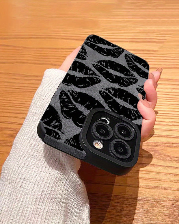 Elegant Lip Print iPhone Case - Slim, Shockproof & Lens Protective - Suits Various Models