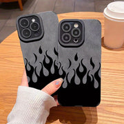 Elegant Fire-Patterned Leather iPhone Case | Shockproof, Camera-Protective, Slim Design - Fits iPhone 11 to 15 Pro Max Series