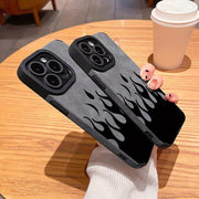 Elegant Fire-Patterned Leather iPhone Case | Shockproof, Camera-Protective, Slim Design - Fits iPhone 11 to 15 Pro Max Series