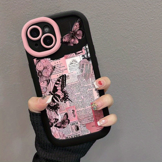 8P/7P National Wind Butterfly Apple iPhone Case - Ultra-Thin TPU Material, All-Inclusive Fit for 15/14/13/12, iPhone X/XS/Max/XR, Shockproof and Scratch-Resistant Design