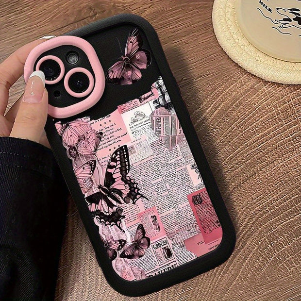 8P/7P National Wind Butterfly Apple iPhone Case - Ultra-Thin TPU Material, All-Inclusive Fit for 15/14/13/12, iPhone X/XS/Max/XR, Shockproof and Scratch-Resistant Design