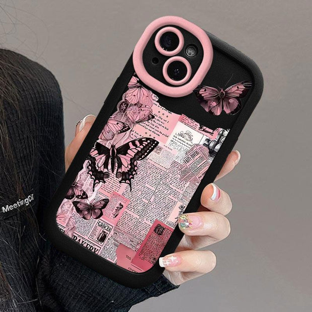 8P/7P National Wind Butterfly Apple iPhone Case - Ultra-Thin TPU Material, All-Inclusive Fit for 15/14/13/12, iPhone X/XS/Max/XR, Shockproof and Scratch-Resistant Design
