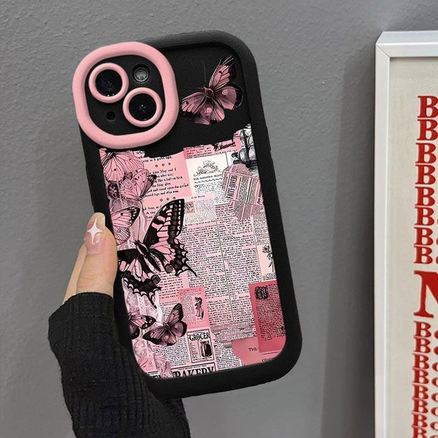 8P/7P National Wind Butterfly Apple iPhone Case - Ultra-Thin TPU Material, All-Inclusive Fit for 15/14/13/12, iPhone X/XS/Max/XR, Shockproof and Scratch-Resistant Design