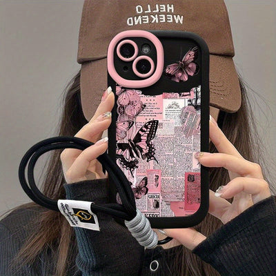 8P/7P National Wind Butterfly Apple iPhone Case - Ultra-Thin TPU Material, All-Inclusive Fit for 15/14/13/12, iPhone X/XS/Max/XR, Shockproof and Scratch-Resistant Design