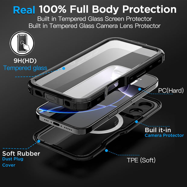 Magnetic Waterproof Case For iPhone 16 Pro Max, For iPhone 16 Plus, For iPhone 16, For iPhone 16 Pro Case Phone Cover Waterproof Rugged Shockproof Cover Fit For The all- new Camera Control Button