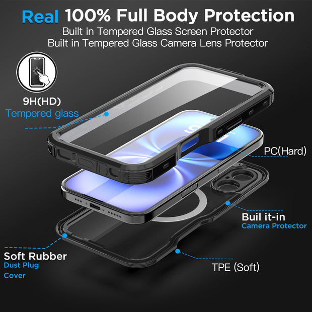 Magnetic Waterproof Case For iPhone 16 Pro Max, For iPhone 16 Plus, For iPhone 16, For iPhone 16 Pro Case Phone Cover Waterproof Rugged Shockproof Cover Fit For The all- new Camera Control Button