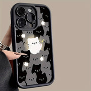 A Luminous White Cat TPU Design for The Iphone 16 Pro Max Case, Featuring Silicone for Anti-Drop Protection, Is a Highly Sought-After Model.