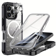 Suitable for iPhone 16 Pro Max Case/16 PRO/16 Plus/16 phone case, with built-in 9H tempered glass screen protector and camera lens protector, providing comprehensive protection for the phone and high protection against drops,