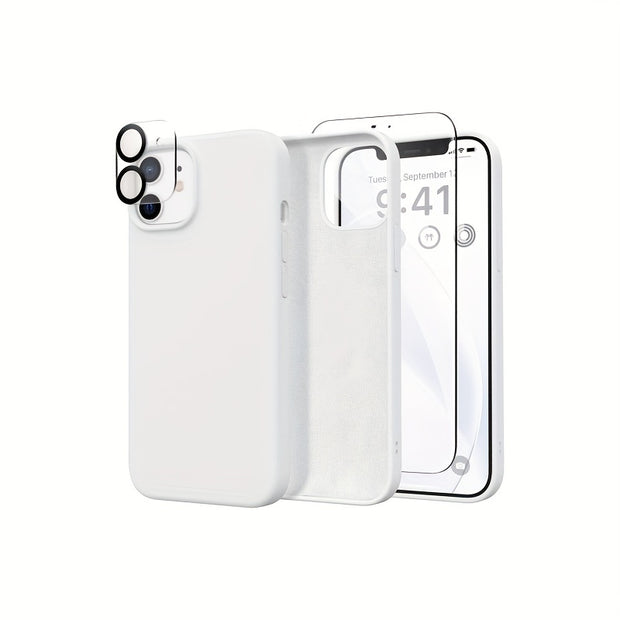 UltraGuard iPhone Case - Durable Silicone with High-Definition Screen Protector, Advanced Camera Lens Protector, Microfiber Lining, Shockproof, and Protective Cover - Compatible with iPhone 14, 14 Pro, 14 Plus, 14 Pro Max, 15