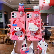 Ultra-Thin Silicone iPhone Case - Shock-Absorbing, Water-Resistant, Dust-Proof, and Drop-Tested for iPhone 13, 14, 15 - Includes Lanyard, Stand, and Bear Hug for Extra Protection, Cute Design
