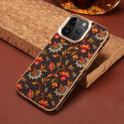 Denior Glamorous Electroplated iPhone Case - Full Coverage, Wooden Charm, Blossoming Flower Design - Universally Stylish for Him & Her