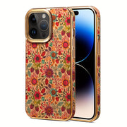 Denior Glamorous Electroplated iPhone Case - Full Coverage, Wooden Charm, Blossoming Flower Design - Universally Stylish for Him & Her