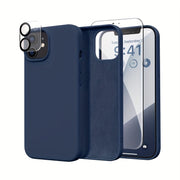 UltraGuard iPhone Case - Durable Silicone with High-Definition Screen Protector, Advanced Camera Lens Protector, Microfiber Lining, Shockproof, and Protective Cover - Compatible with iPhone 14, 14 Pro, 14 Plus, 14 Pro Max, 15
