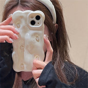Luxury Glossy iPhone Case - 3D Fritillary Love Heart Cube Solid Color Wave Pattern Soft Silicone - Shockproof for 11 12 13 Pro Max 14 Pro Max 15