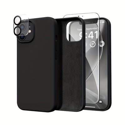 UltraGuard iPhone Case - Durable Silicone with High-Definition Screen Protector, Advanced Camera Lens Protector, Microfiber Lining, Shockproof, and Protective Cover - Compatible with iPhone 14, 14 Pro, 14 Plus, 14 Pro Max, 15