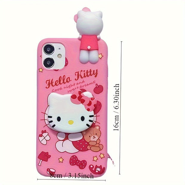 Ultra-Thin Silicone iPhone Case - Shock-Absorbing, Water-Resistant, Dust-Proof, and Drop-Tested for iPhone 13, 14, 15 - Includes Lanyard, Stand, and Bear Hug for Extra Protection, Cute Design