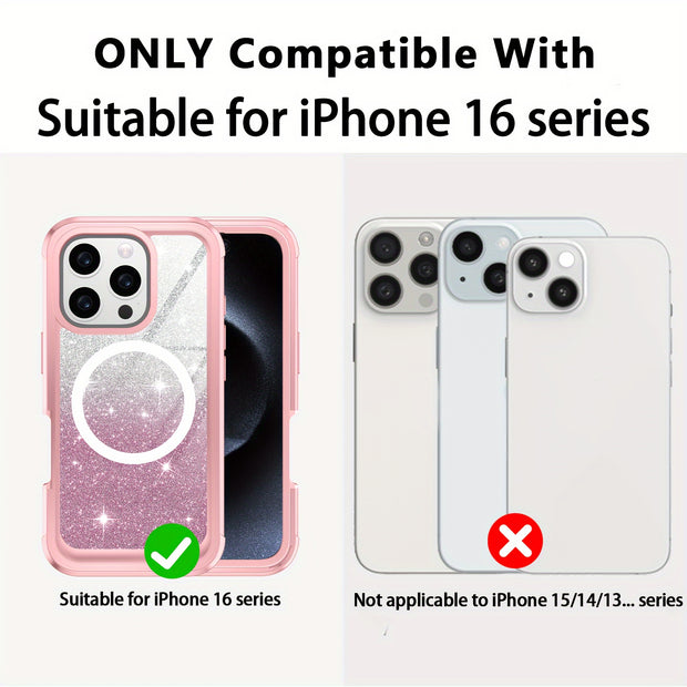 Suitable for iPhone 16 Pro Max Case/16 PRO/16 Plus/16 phone case, with built-in 9H tempered glass screen protector and camera lens protector, providing comprehensive protection for the phone and high protection against drops,