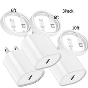 2-Pack 10ft USB-C Fast Charger, 25W Wall Charger Block with C to C Cable, Power Adapter for Samsung Galaxy S23 Ultra/S23+/S22+/S10+/S9/Note 10 Plus/Note 20, US Plug, 110V/220V Compatible