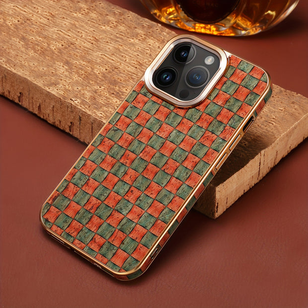 Denior Glamorous Electroplated iPhone Case - Full Coverage, Wooden Charm, Blossoming Flower Design - Universally Stylish for Him & Her