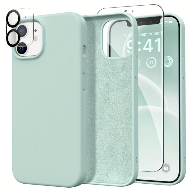 UltraGuard iPhone Case - Durable Silicone with High-Definition Screen Protector, Advanced Camera Lens Protector, Microfiber Lining, Shockproof, and Protective Cover - Compatible with iPhone 14, 14 Pro, 14 Plus, 14 Pro Max, 15