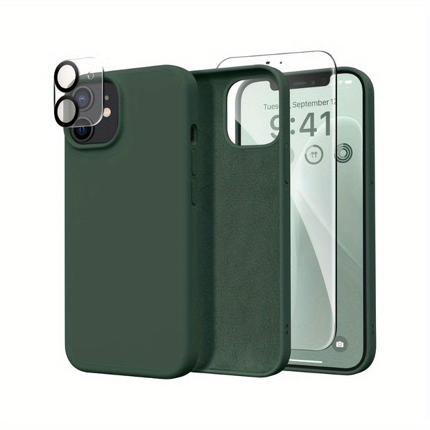 UltraGuard iPhone Case - Durable Silicone with High-Definition Screen Protector, Advanced Camera Lens Protector, Microfiber Lining, Shockproof, and Protective Cover - Compatible with iPhone 14, 14 Pro, 14 Plus, 14 Pro Max, 15