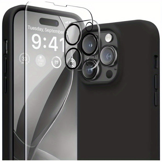 UltraGuard iPhone Case - Durable Silicone with High-Definition Screen Protector, Advanced Camera Lens Protector, Microfiber Lining, Shockproof, and Protective Cover - Compatible with iPhone 14, 14 Pro, 14 Plus, 14 Pro Max, 15