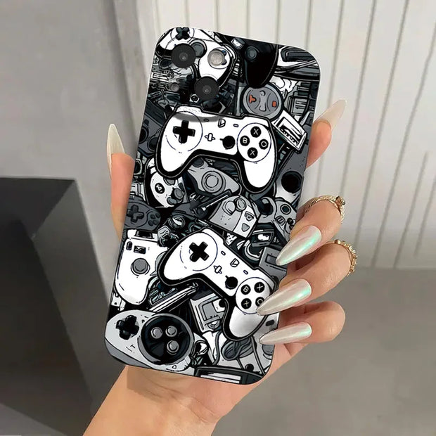 Case For iPhone 16 Pro Max Cases iPhone 15 Case Game Controller Graphic Case For iPhone 11 12 13 14 XS XR 7 8 Plus SE 2022 Cover