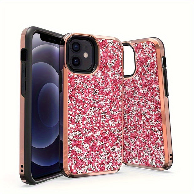 Shimmering Glitter iPhone Case - Dazzling Sparkle Finish with Dual-Layer Anti-Drop Protection, Full-Body Guard for iPhone 8G, 8P, X, XS, XS Max, XR, 11, 11 Pro Max, 12/12 Pro, 12 Pro Max, 13, 13 Pro, 13 Pro Max, Fashionable A