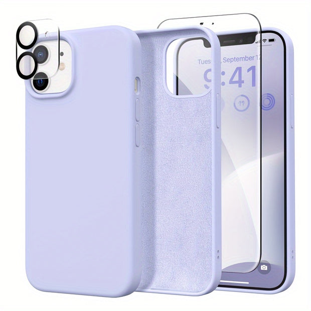 UltraGuard iPhone Case - Durable Silicone with High-Definition Screen Protector, Advanced Camera Lens Protector, Microfiber Lining, Shockproof, and Protective Cover - Compatible with iPhone 14, 14 Pro, 14 Plus, 14 Pro Max, 15