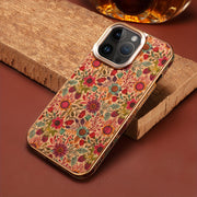 Denior Glamorous Electroplated iPhone Case - Full Coverage, Wooden Charm, Blossoming Flower Design - Universally Stylish for Him & Her