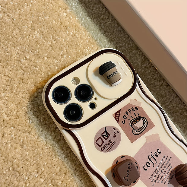 Cartoon 3D Camera Slider iPhone Case – Air Cushion Protection, Cute Design for Models 11-15 Pro Max, XR, XS