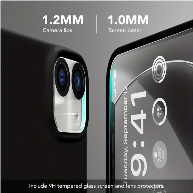 UltraGuard iPhone Case - Durable Silicone with High-Definition Screen Protector, Advanced Camera Lens Protector, Microfiber Lining, Shockproof, and Protective Cover - Compatible with iPhone 14, 14 Pro, 14 Plus, 14 Pro Max, 15