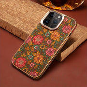 Denior Glamorous Electroplated iPhone Case - Full Coverage, Wooden Charm, Blossoming Flower Design - Universally Stylish for Him & Her