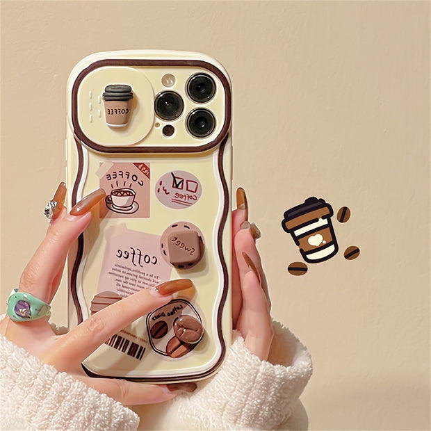 Cartoon 3D Camera Slider iPhone Case – Air Cushion Protection, Cute Design for Models 11-15 Pro Max, XR, XS