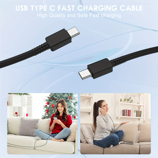 2-Pack 10ft USB-C Fast Charger, 25W Wall Charger Block with C to C Cable, Power Adapter for Samsung Galaxy S23 Ultra/S23+/S22+/S10+/S9/Note 10 Plus/Note 20, US Plug, 110V/220V Compatible