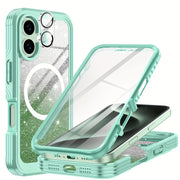 Suitable for iPhone 16 Pro Max Case/16 PRO/16 Plus/16 phone case, with built-in 9H tempered glass screen protector and camera lens protector, providing comprehensive protection for the phone and high protection against drops,