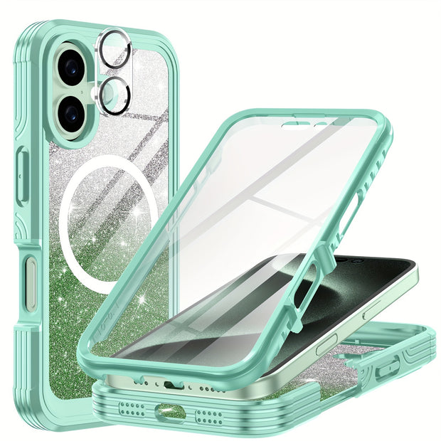 Suitable for iPhone 16 Pro Max Case/16 PRO/16 Plus/16 phone case, with built-in 9H tempered glass screen protector and camera lens protector, providing comprehensive protection for the phone and high protection against drops,