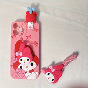 Ultra-Thin Silicone iPhone Case - Shock-Absorbing, Water-Resistant, Dust-Proof, and Drop-Tested for iPhone 13, 14, 15 - Includes Lanyard, Stand, and Bear Hug for Extra Protection, Cute Design