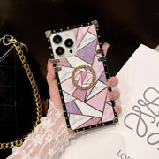 Multi-Model Trendy Spliced iPhone Case: Durable Design with Ring Holder for Enhanced Grip and Style